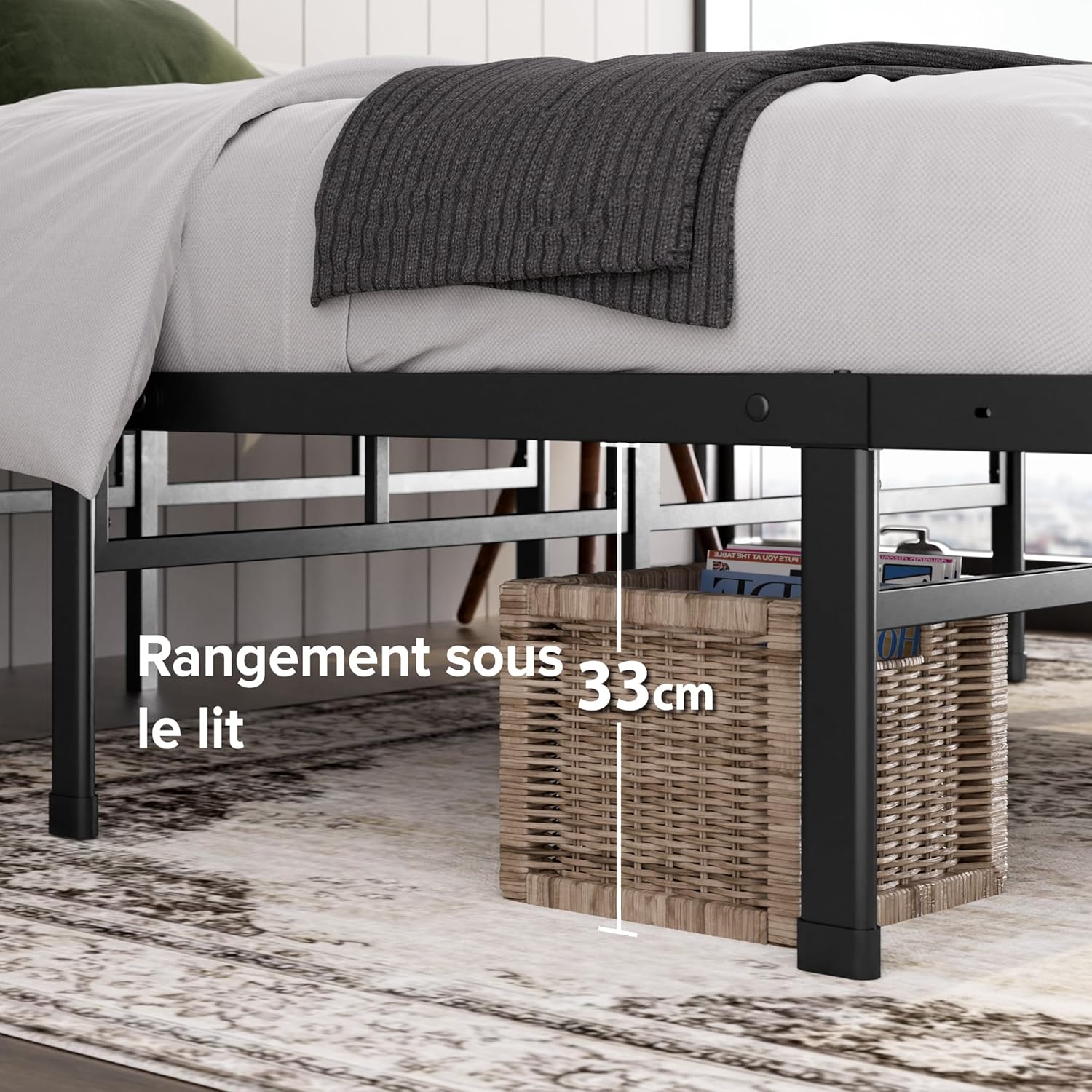 Zinus - Justin - 90x190 cm - lit métal rangement hauteur 36 cm