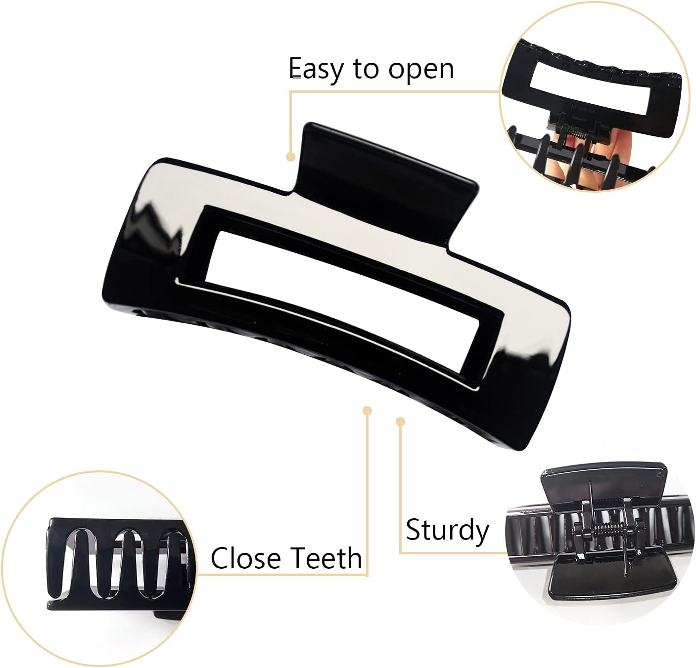 Kavya - 3 pièces pinces cheveux - grande taille - antidérapantes, idéales cheveux épais