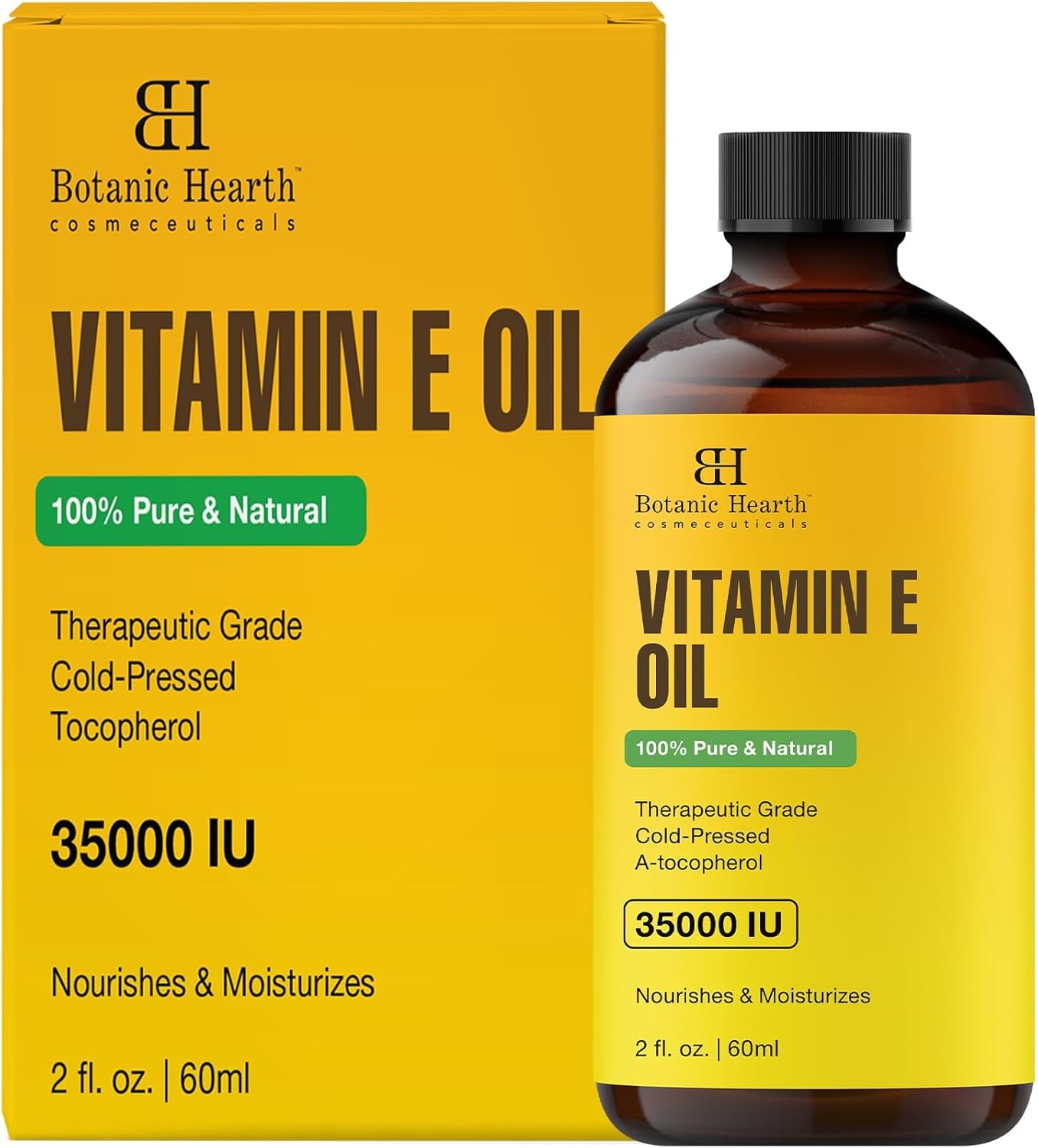 Botanic Hearth - Huile vitamine E 35 000 UI - 2 Fl oz - soin ongles, cheveux, cils, brosse incluse