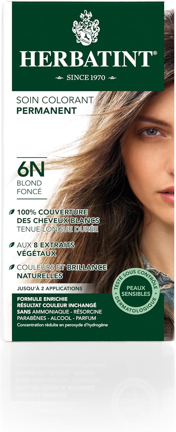 Herbatint - Soin Colorant 6N - 150ml - sans ammoniaque, 100% couverture blancs
