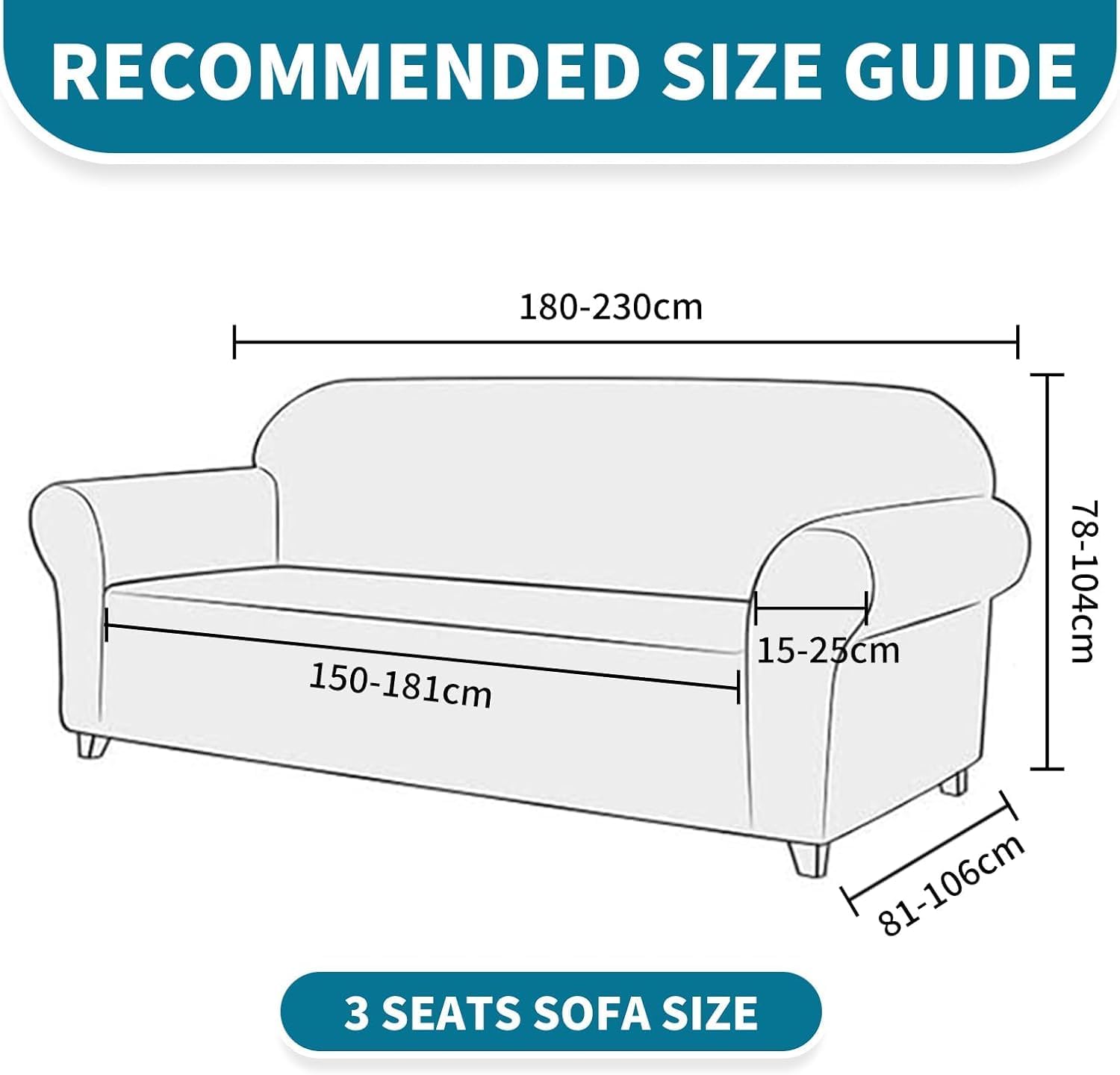 Housse canapé 3 places - extensible, moderne, lavable, blanc