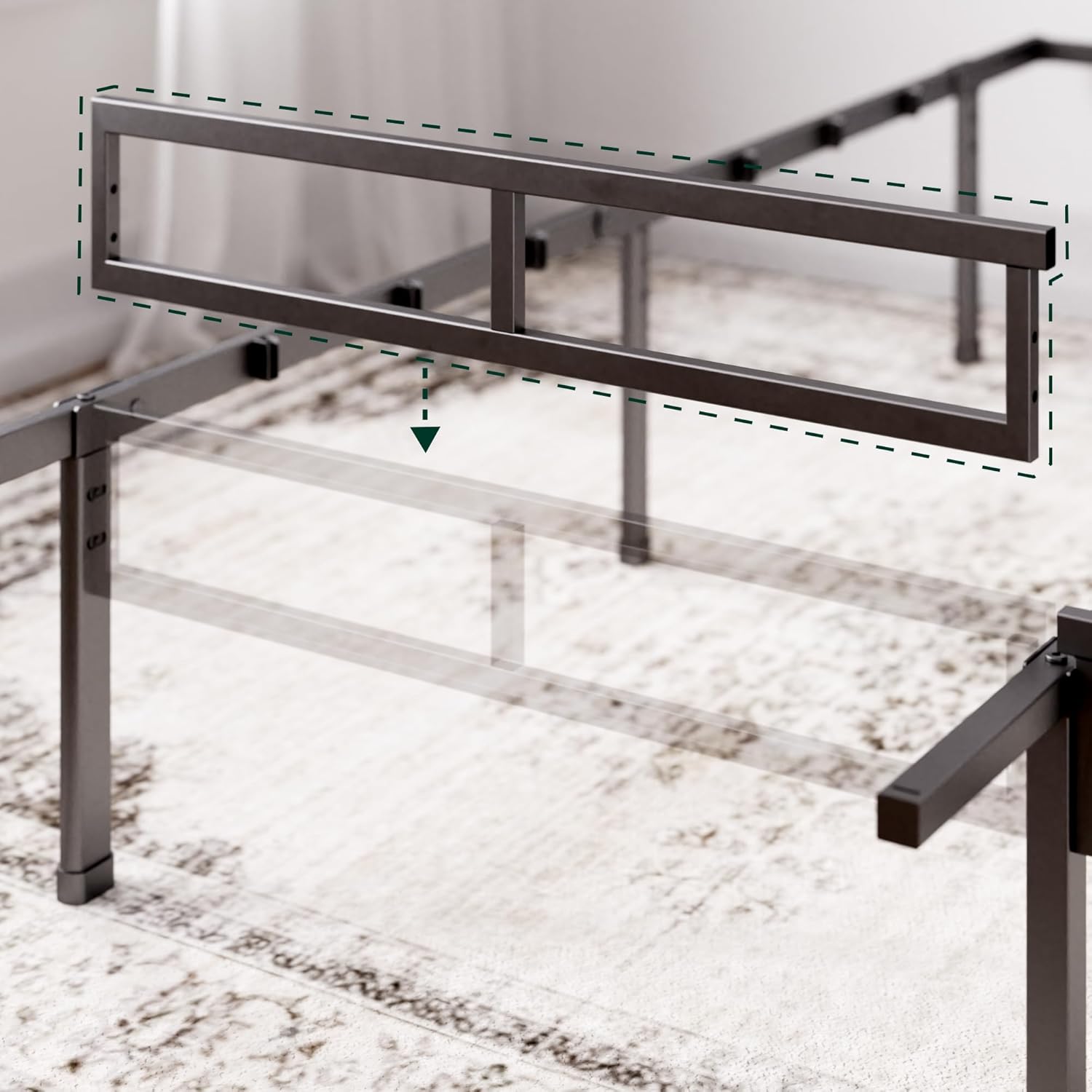 Zinus - Justin - 90x190 cm - lit métal rangement hauteur 36 cm