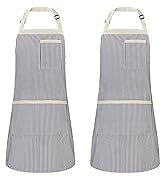 2 Pièces Tablier de Cuisine à Rayures Taille Grande