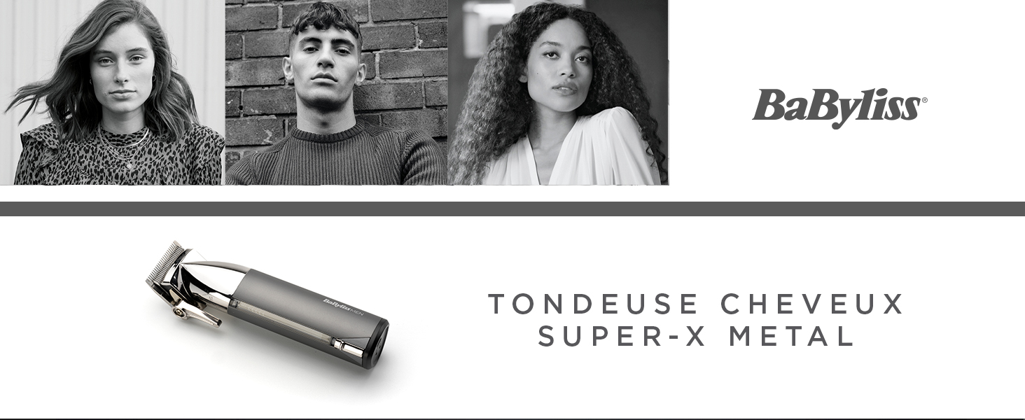 Tondeuse cheveux super-x Metal, E996E, BaByliss, lames en acier japonais, coupe facile, barbier