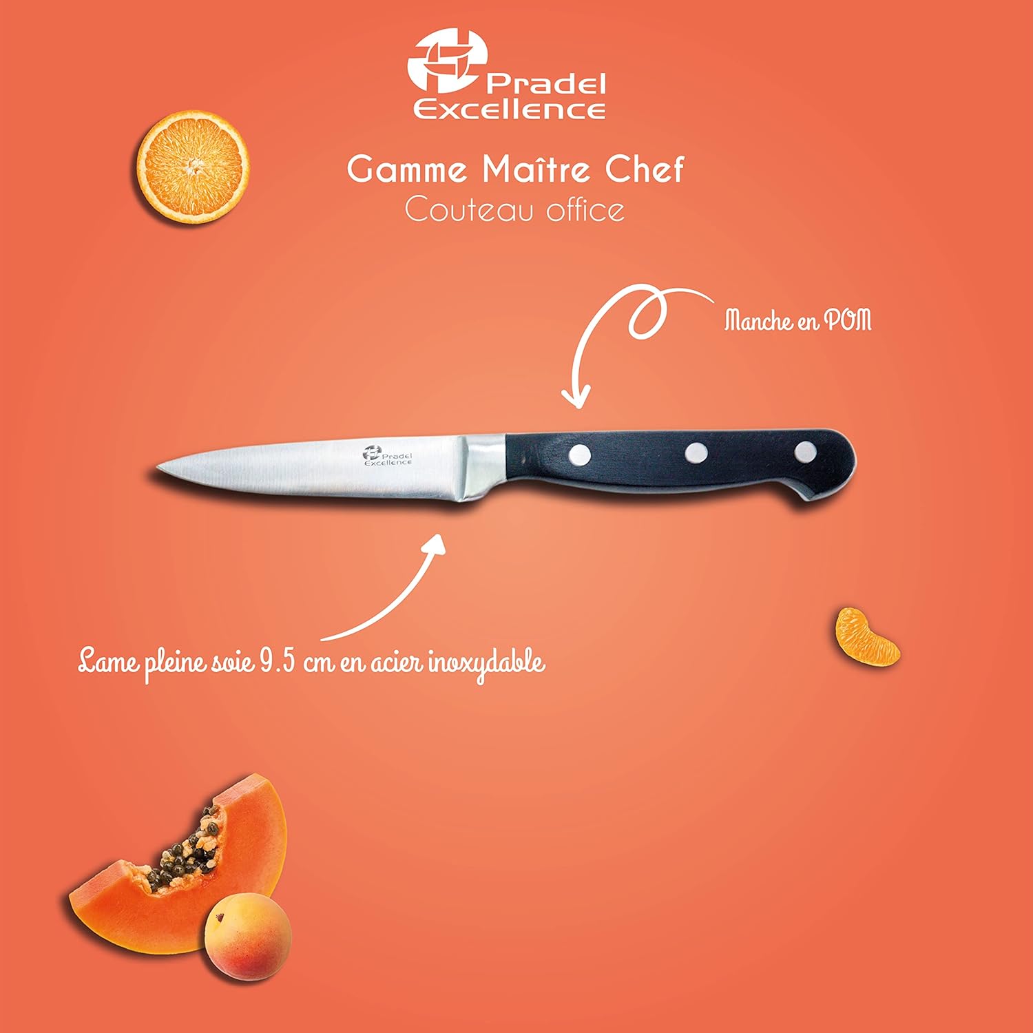 Pradel Excellence - Maître Chef - 21.5 cm - couteau office inox, manche ergonomique 3Cr14