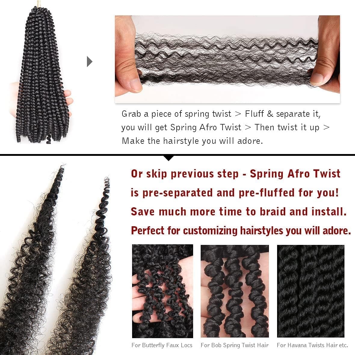 Xtrend - Afro Twist Springy - 30 pouces - 8 packs cheveux synthétiques naturels