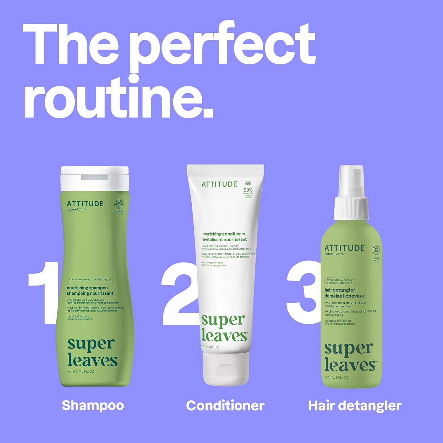 ATTITUDE - démêlant végan cheveux 240mL - avocat, olivier, poire