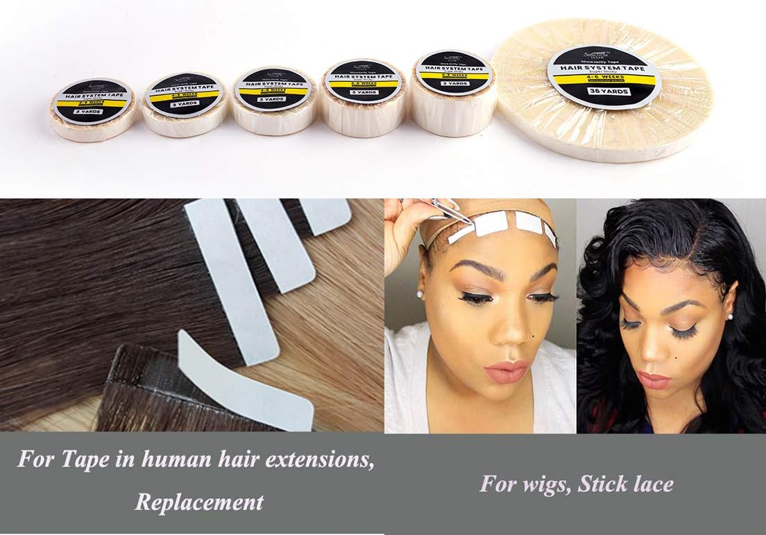 ShowJarlly - rouleau adhésif lace extra fort 2.5cm x 3Yards, fixation perruque