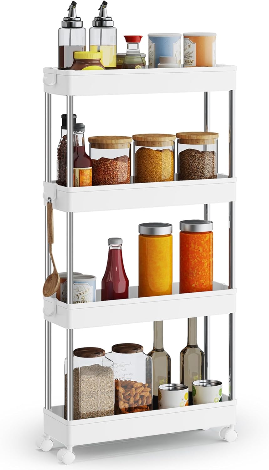 SONGMICS – chariot cuisine 4 niveaux, 14,4x42x86cm, acier, KSC08WT