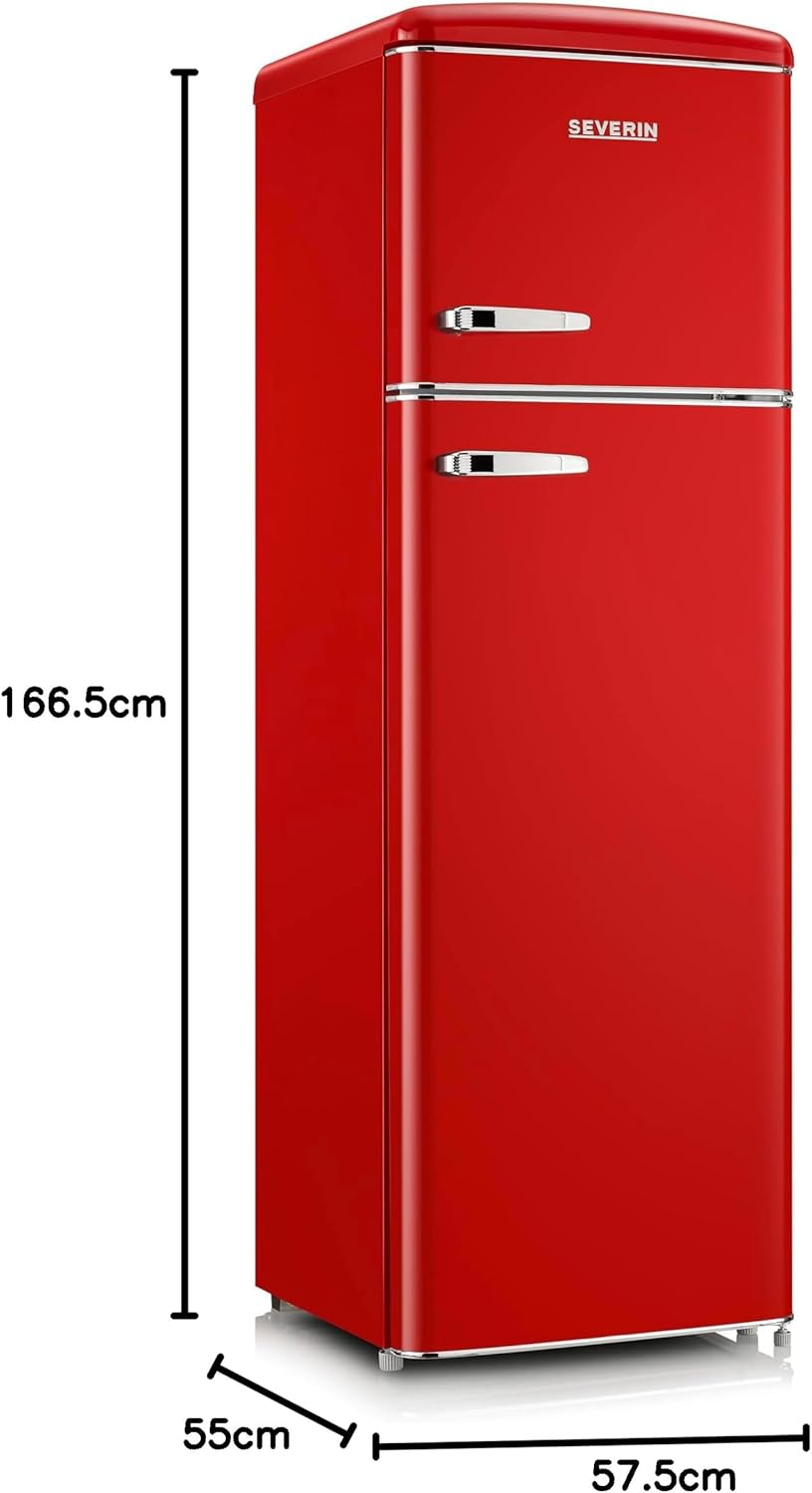 SEVERIN - Rétro double porte série - 55cm - 246L Classe D Rouge RKG 8983