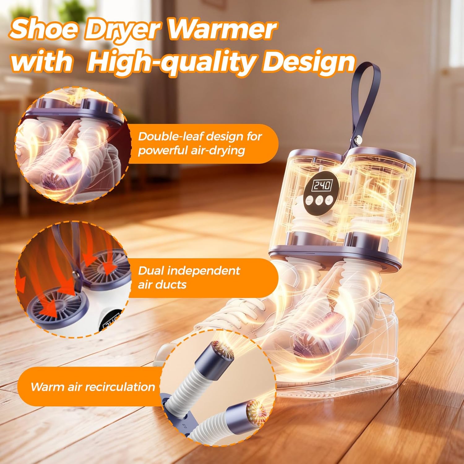 Sèche-chaussures électrique - minuterie, tuyaux extensibles - sèche chaussures, gants, bottes, élimine odeurs