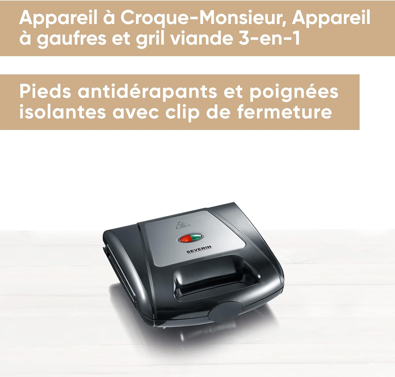 Severin - 3-en-1 toaster/gril/gaufres - 1 000W - cuisson rapide - SA 2968