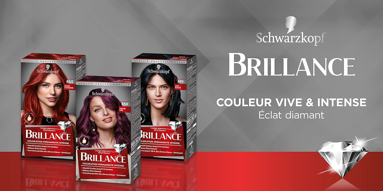 Schwarzkopf - Brillance coloration intense - soin nourrissant, éclat, couvre 100% cheveux blancs - Rouge Cachemire 842