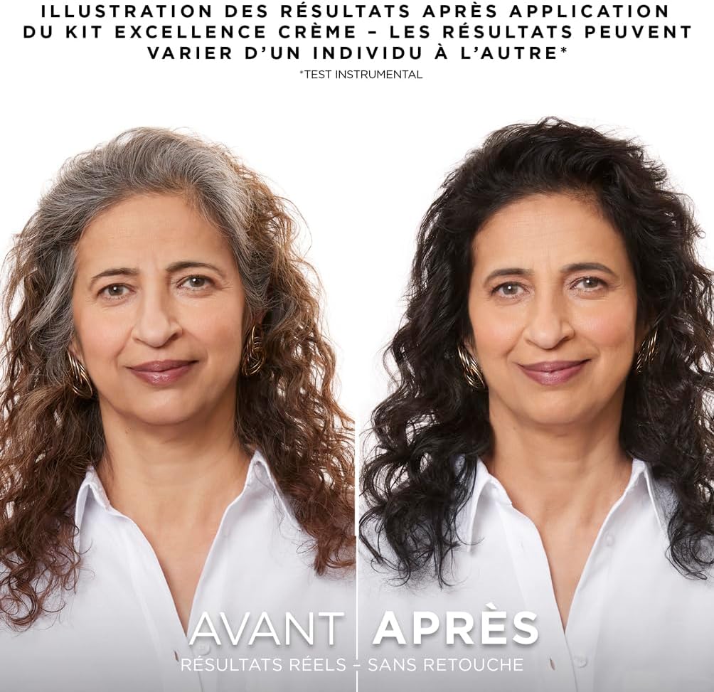 L’ORÉAL PARIS - Excellence Crème - coloration permanente, couvre 100% des cheveux blancs, nuance Acajou Cuivré 6.54