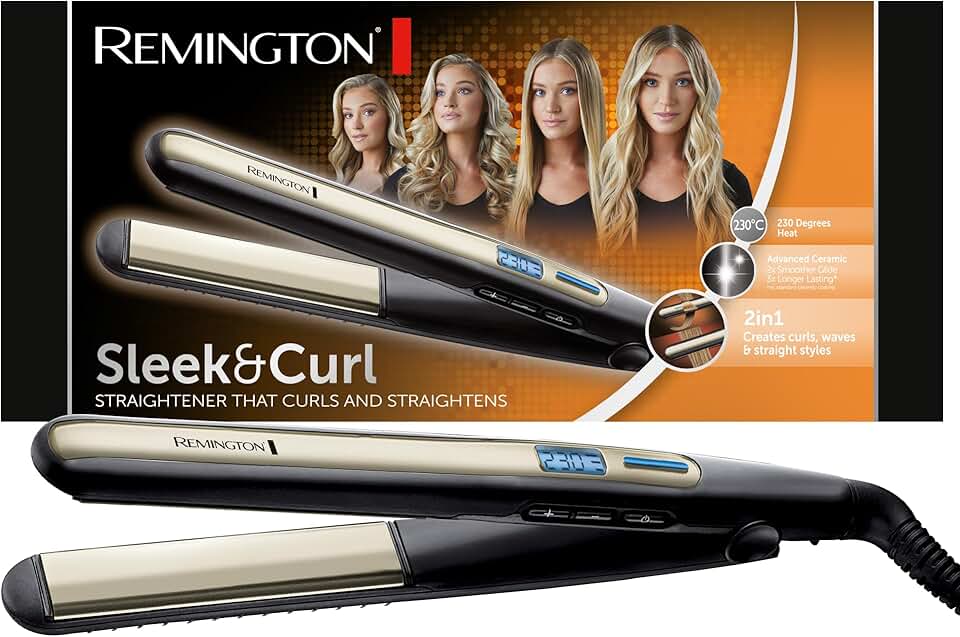 Remington - Sleek & Curl - lisseur 2en1, céramique, écran LCD, 150-230°C, S6500