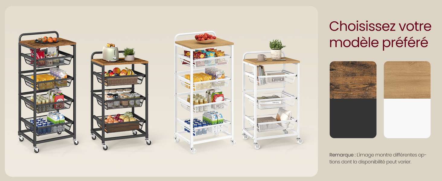 Le texte se lit comme suit : « Choisissez votre modèle préféré ». Présentoir de produits présentant différentes configurations de systèmes de rayonnages de rangement en métal avec étagères en bois.