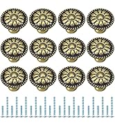 12 Pièces Boutons de Tiroir Ronds, Poignée Cuisine avec 2 Vis de Taille pour Meubles, Armoire, Co...