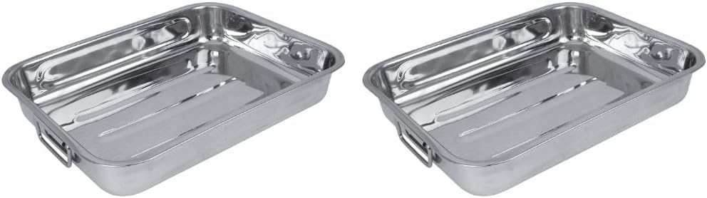 Crealys - plat à four inox - 32x24 cm, lot de 2, argenté - 500535