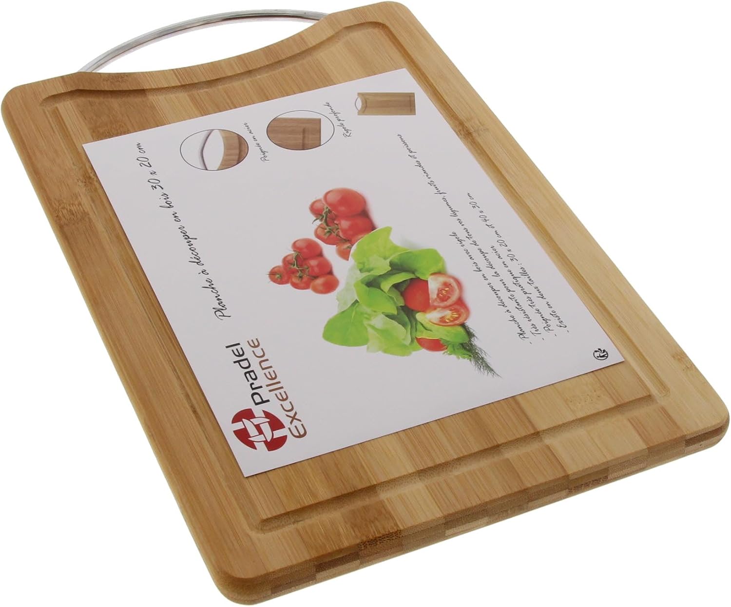 Pradel - Excellence - 20x30 cm - bambou, rigole à jus, poignée inox