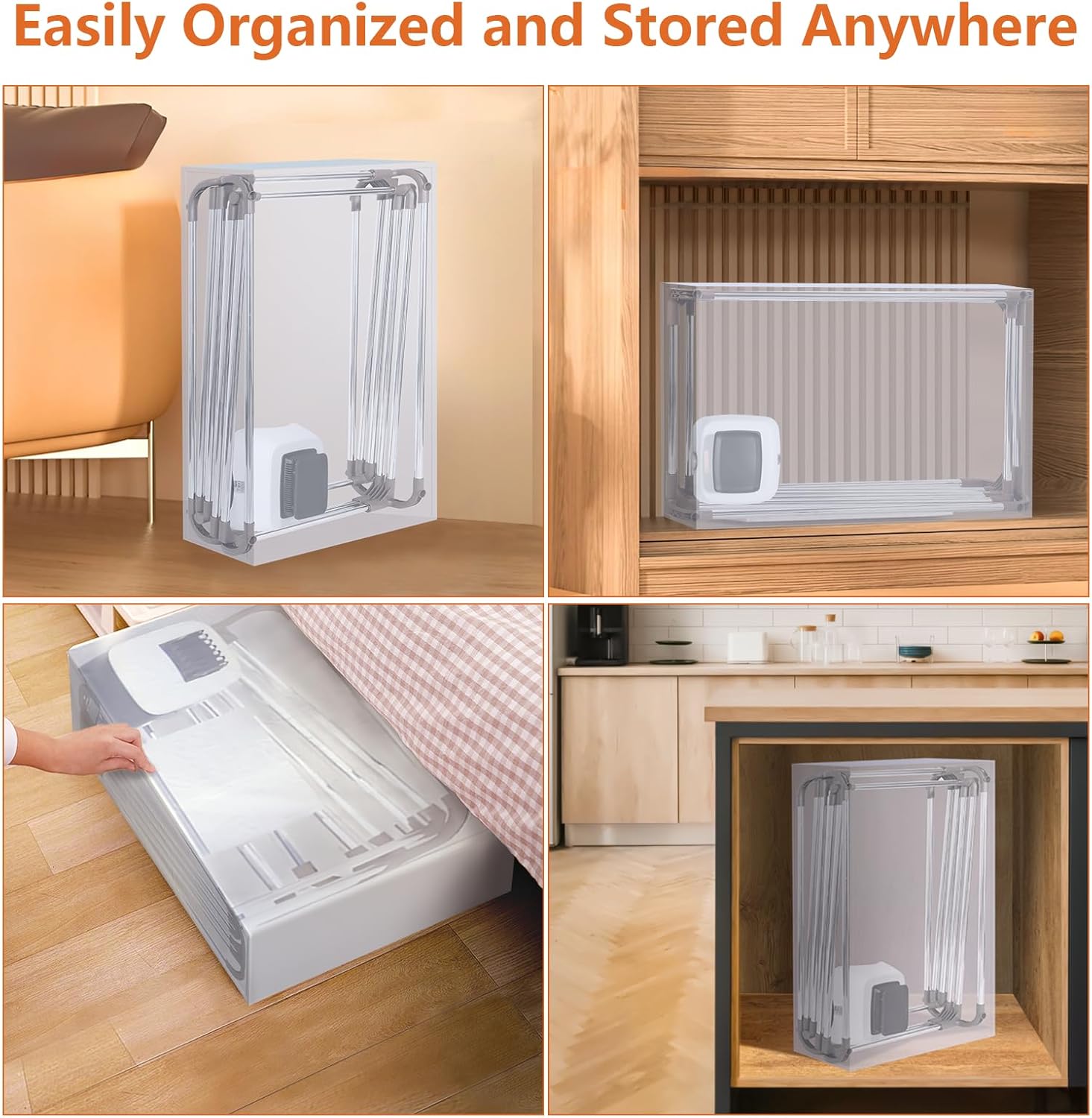 Séchoir électrique pliable - 1500W, 15kg, sac rangement, gris