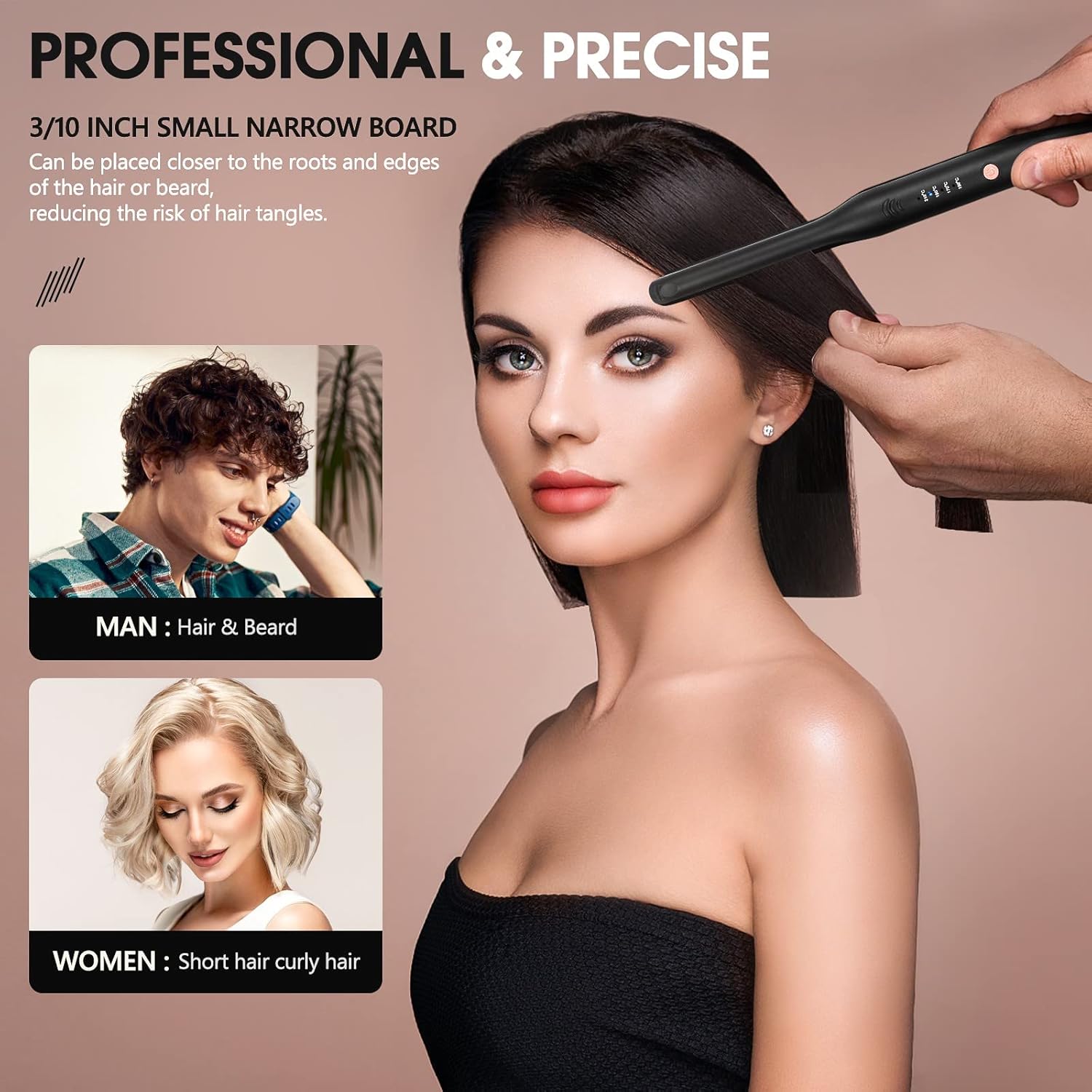 HyAdierTech - Mini lisseur 2 en 1 - compact - céramique, double tension