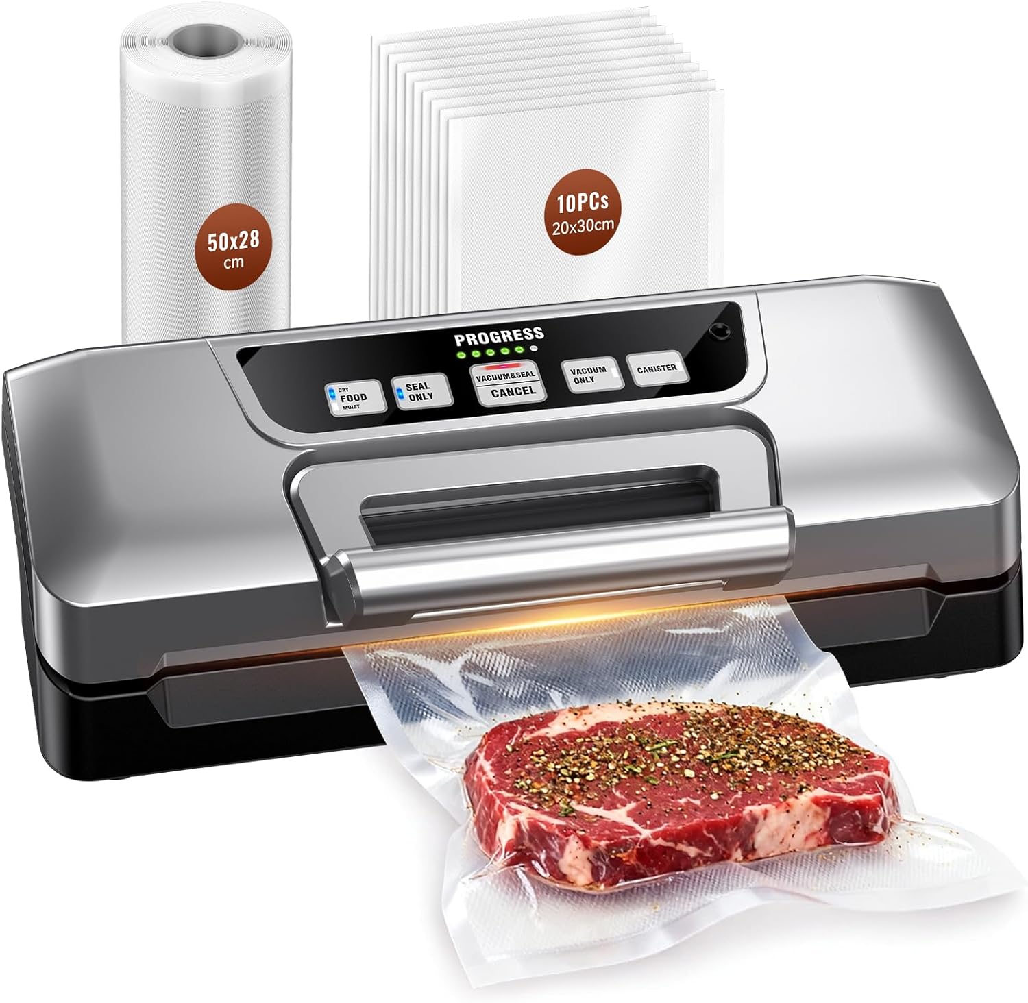 Machine sous vide alimentaire - 20L/min, 90kPa, double pompe, coupe-sacs