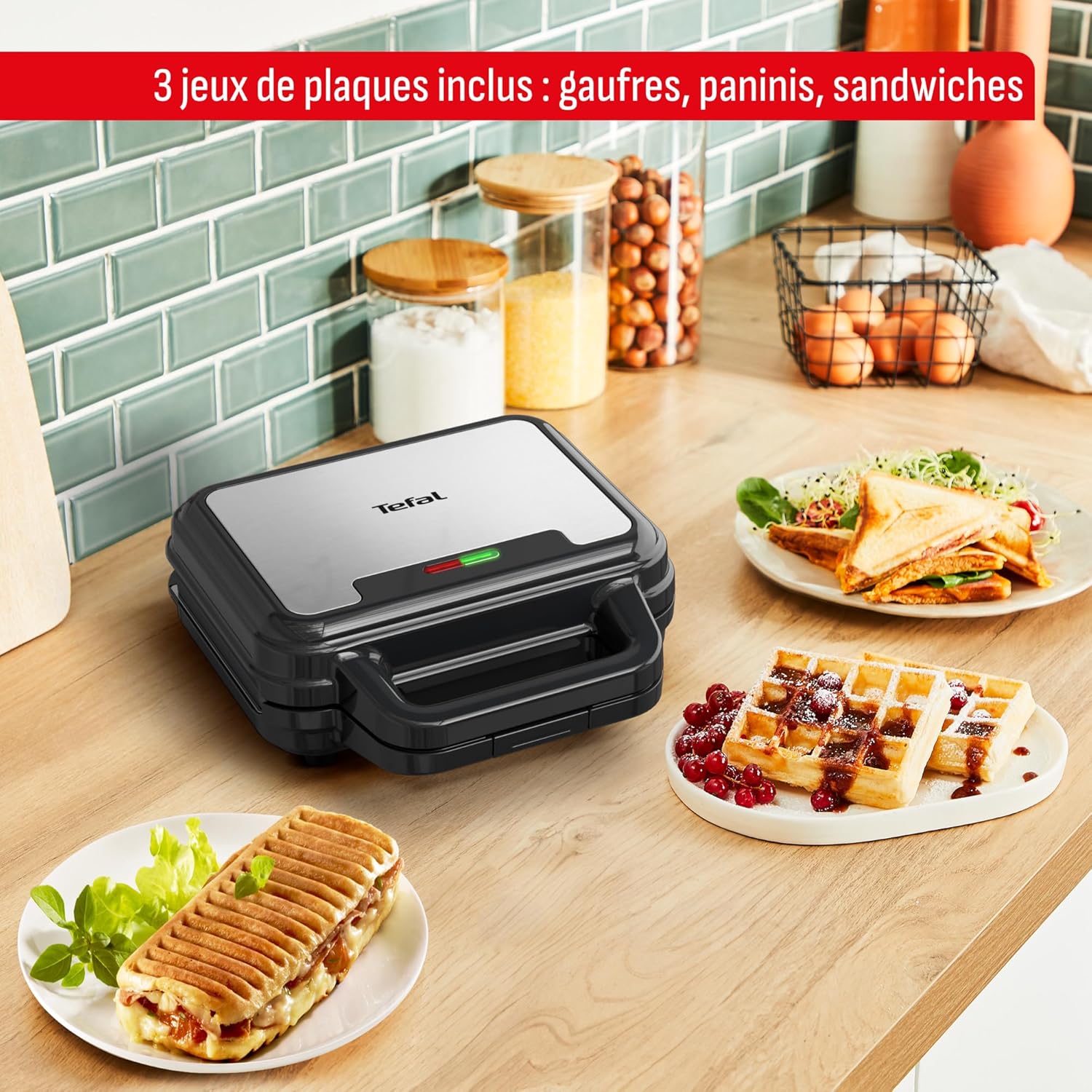 Tefal - UltraCompact 3-en-1 - compact - gaufres, sandwichs, paninis, 700W - SW383D10