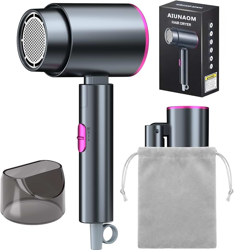 Sèche-cheveux pliable - 2000W - séchage rapide, air chaud/froid, compact