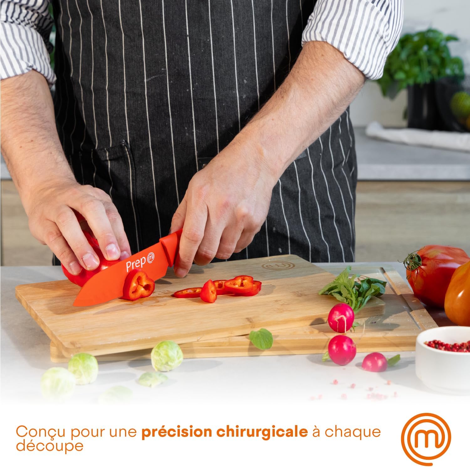 MasterChef - Set de couteaux cuisine 3 pièces - inox, revêtement antiadhésif, manches ergonomiques