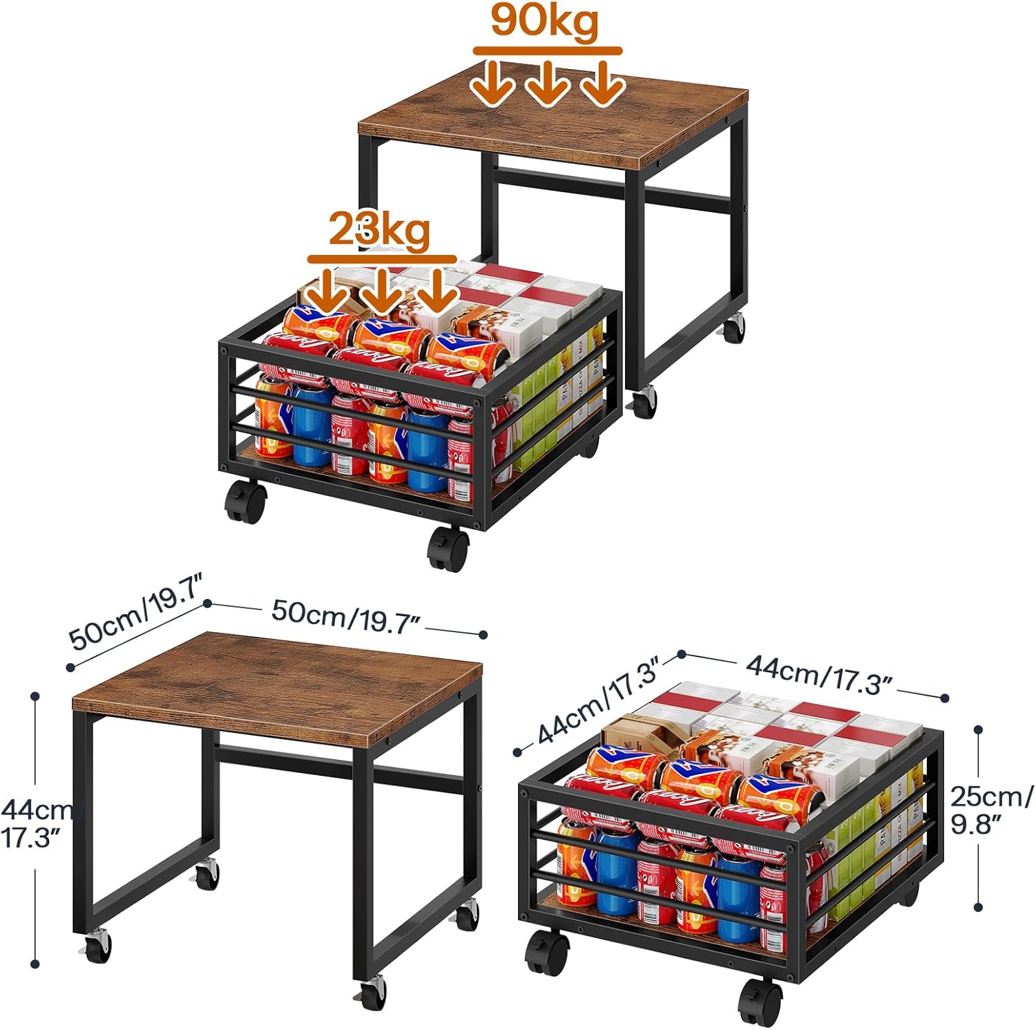 HOOBRO - support mini-réfrigérateur, métal, roulettes, EBF155TL01