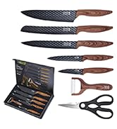 LEBENLANG Set de couteaux de cuisine 7 pièces avec éplucheur et ciseaux de cuisine – Couteau de cuisine aiguisé.