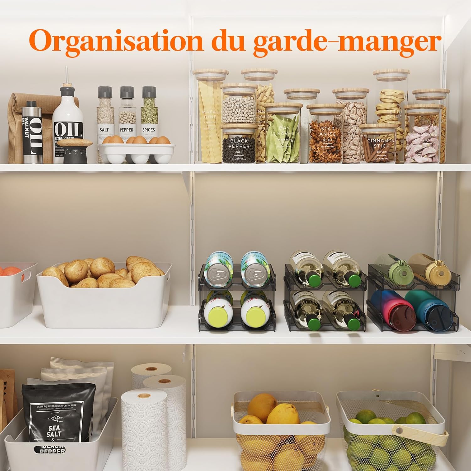 Lifewit - Casier à vin empilable - 29x20x11cm - lot de 2, plastique, 8 bouteilles, noir