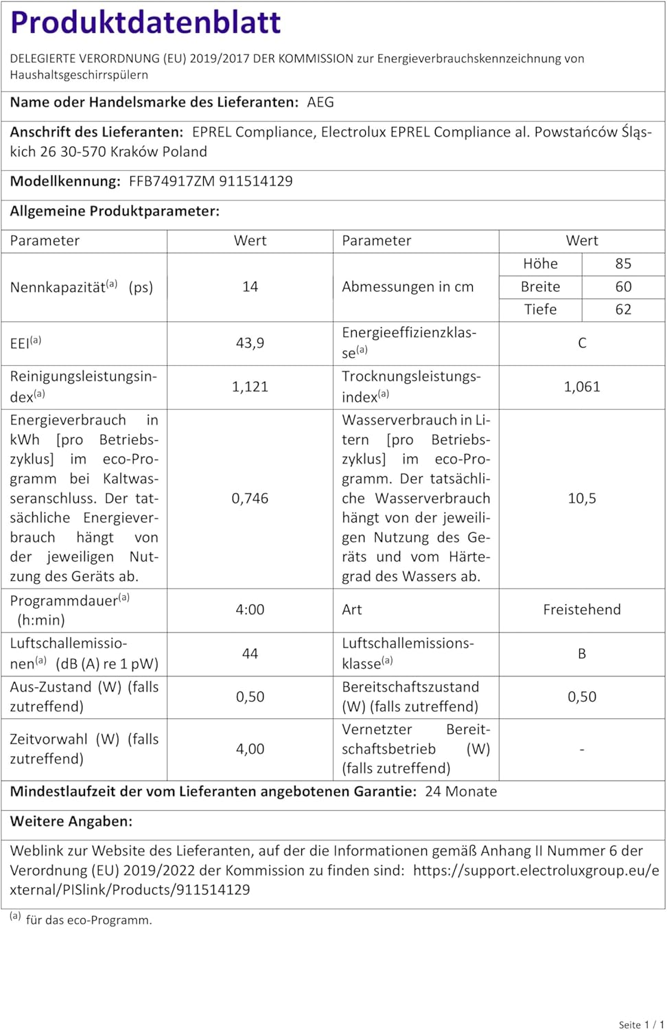 AEG - lave-vaisselle 60 cm, 14 couverts, AirDry, MaxiFlex, inox - FFB74917ZM