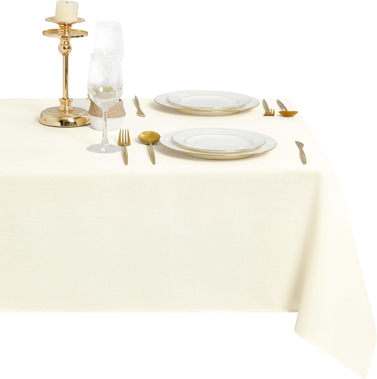 DWCN - Nappe effet lin 135x200cm - anti-tache, imperméable