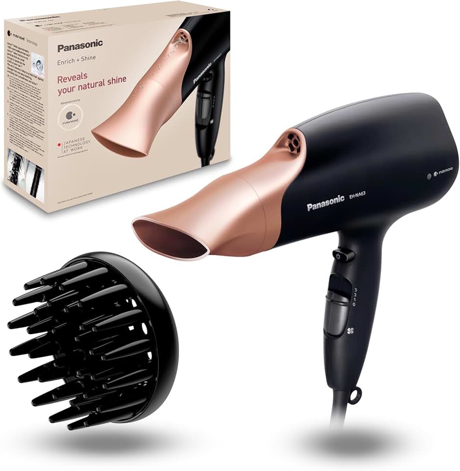 Panasonic - sèche-cheveux Nanoe, 3 vitesses, 4 températures, 2 accessoires, EH-NA63CN825