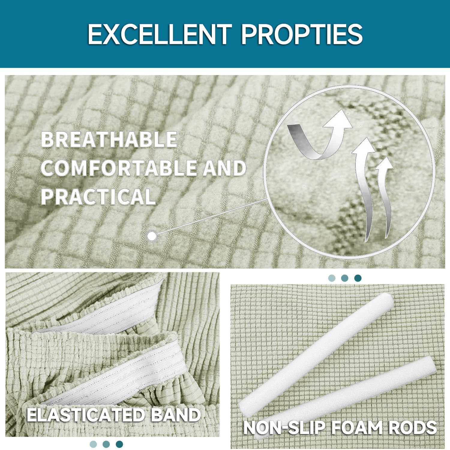 Housse canapé 1 place - extensible, antidérapante, naturel, accoudoirs