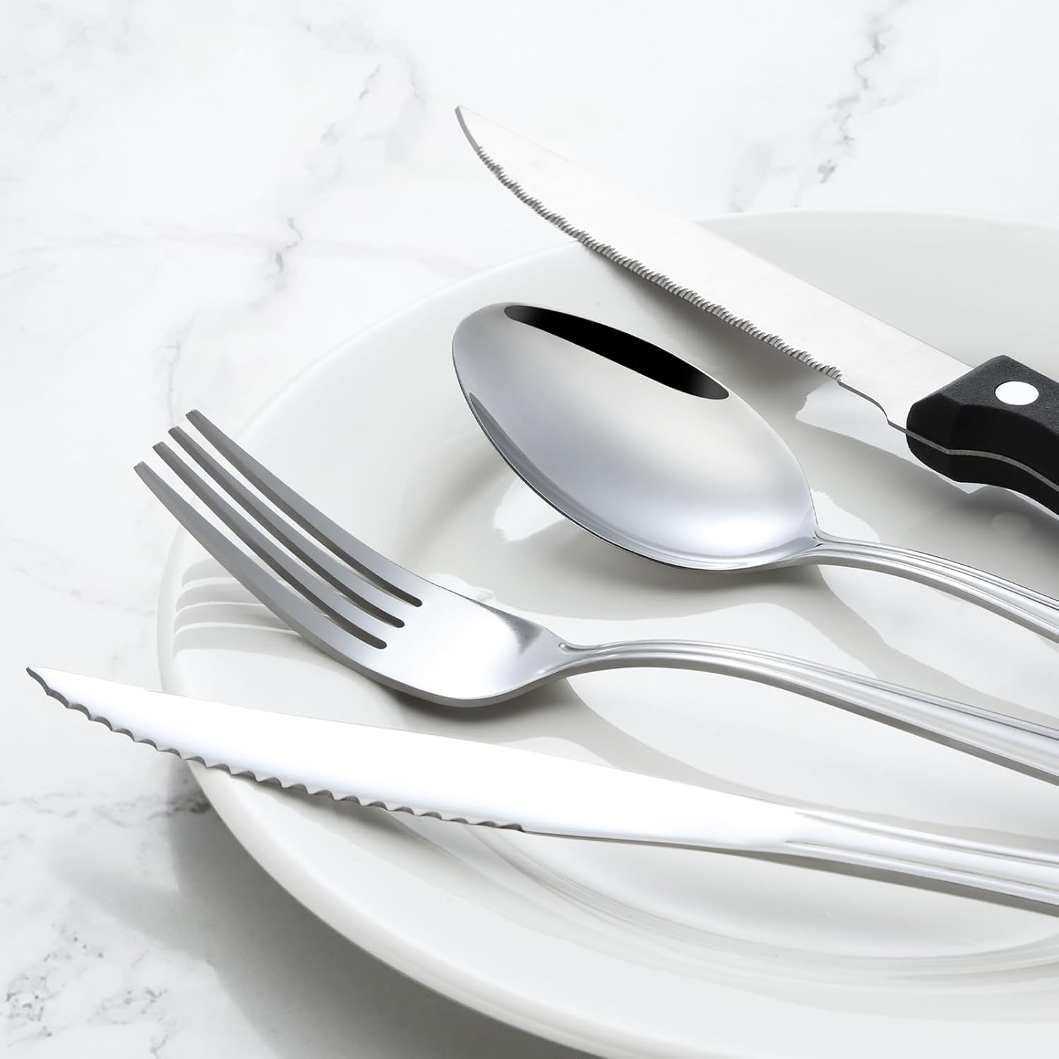 Hunnycook - Set de couverts 30 pièces - inox, couteaux steak, lavable