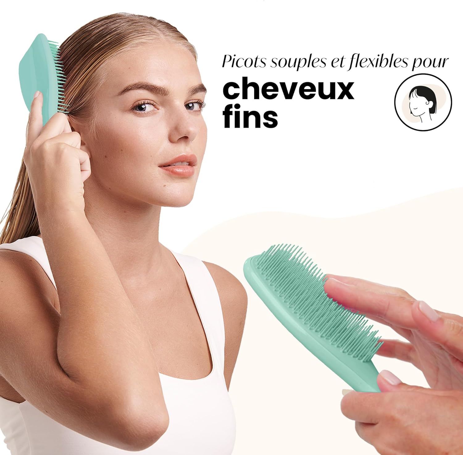 Tangle Teezer - Ultimate Detangler Fins et Fragiles - Brosse cheveux colorés fins, picots souples, réduit casse, bleu sa