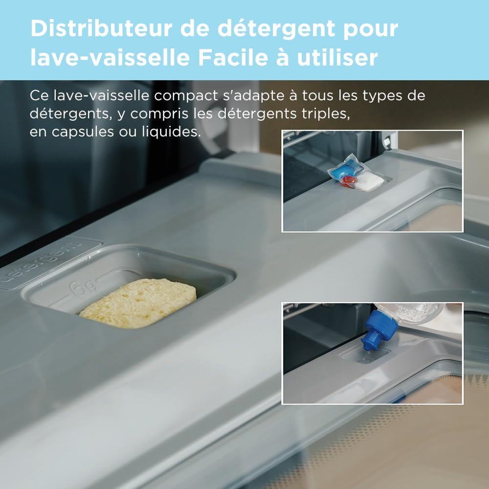 COMFEE’ - mini lave-vaisselle compact, 6 programmes, vapeur, TD305-WH