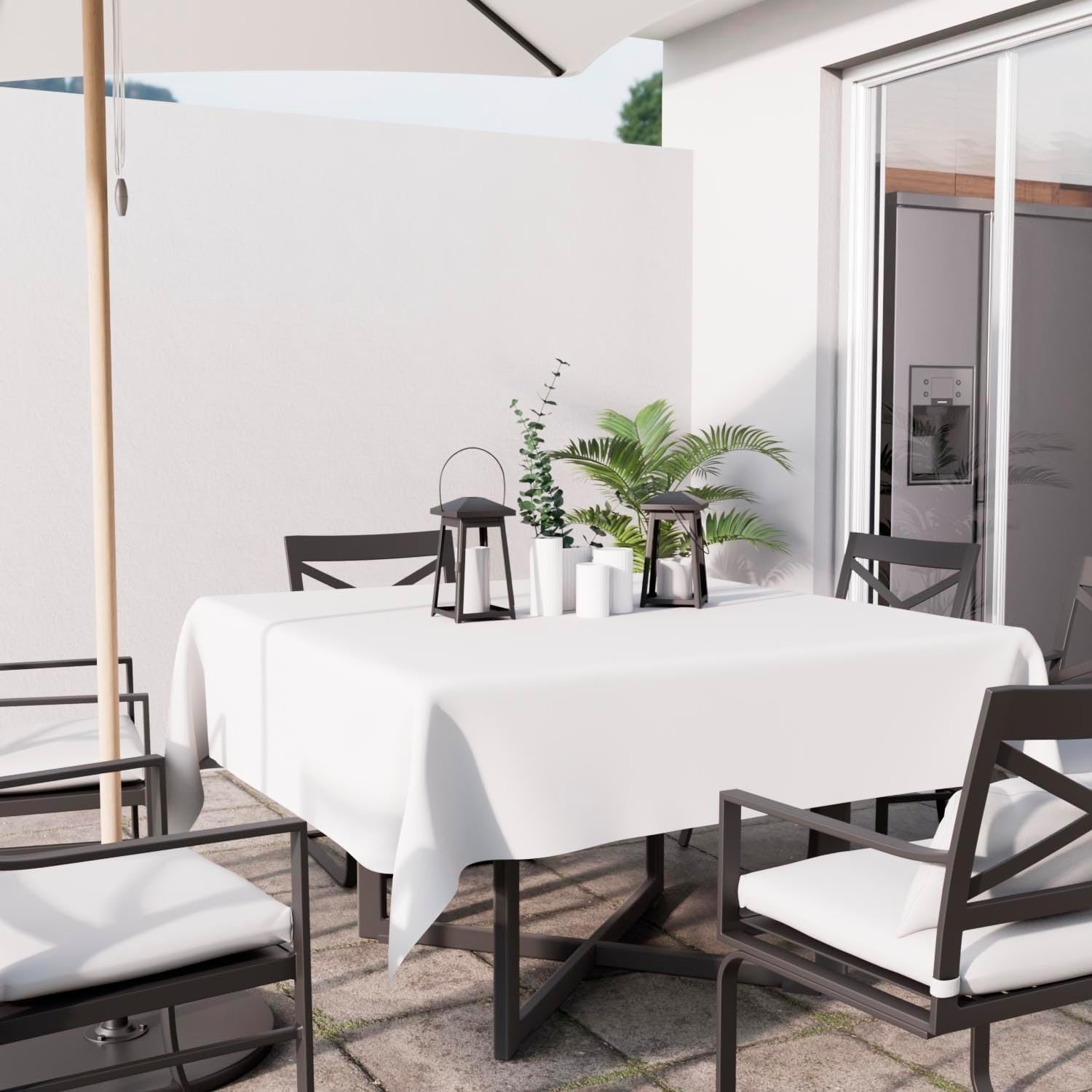 Soleil d'Ocre - Nappe Alix - 140x140 cm - polyester, anti-tâche, blanc