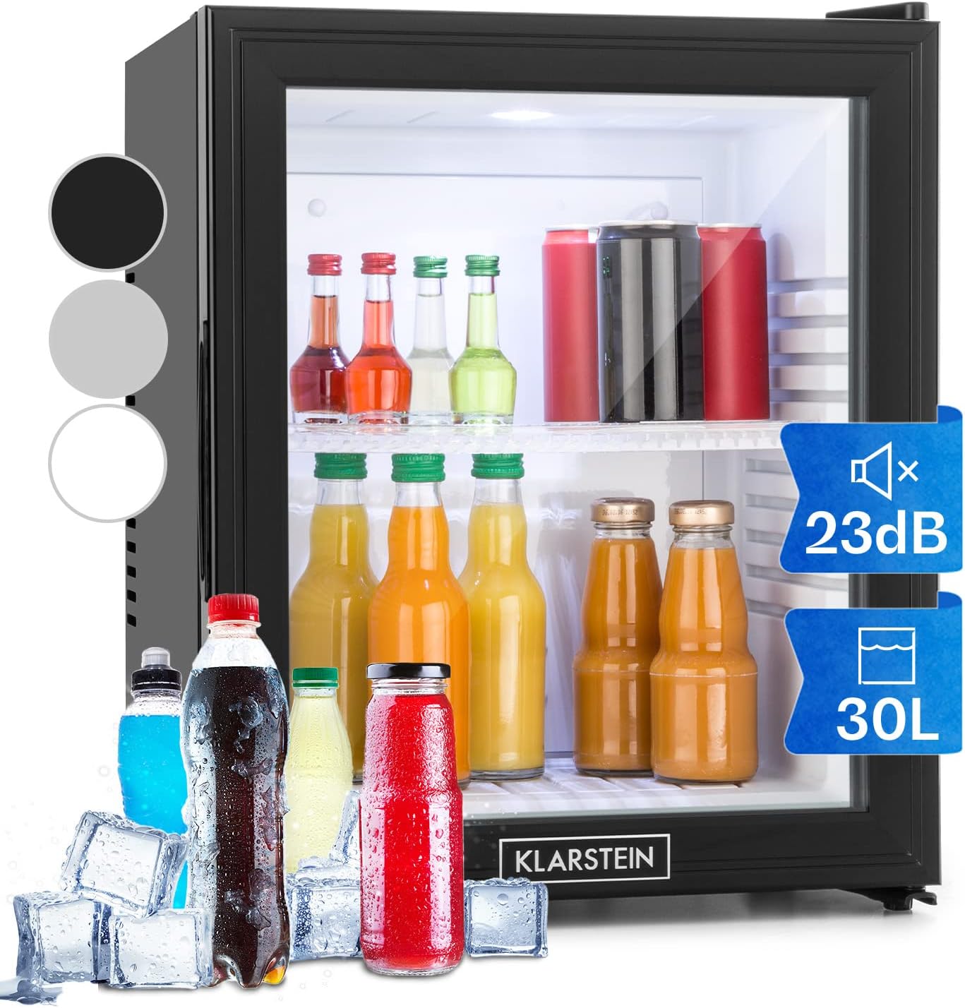 Klarstein - Frigo de chambre 32L - silencieux, étagères réglables, 12-18°C