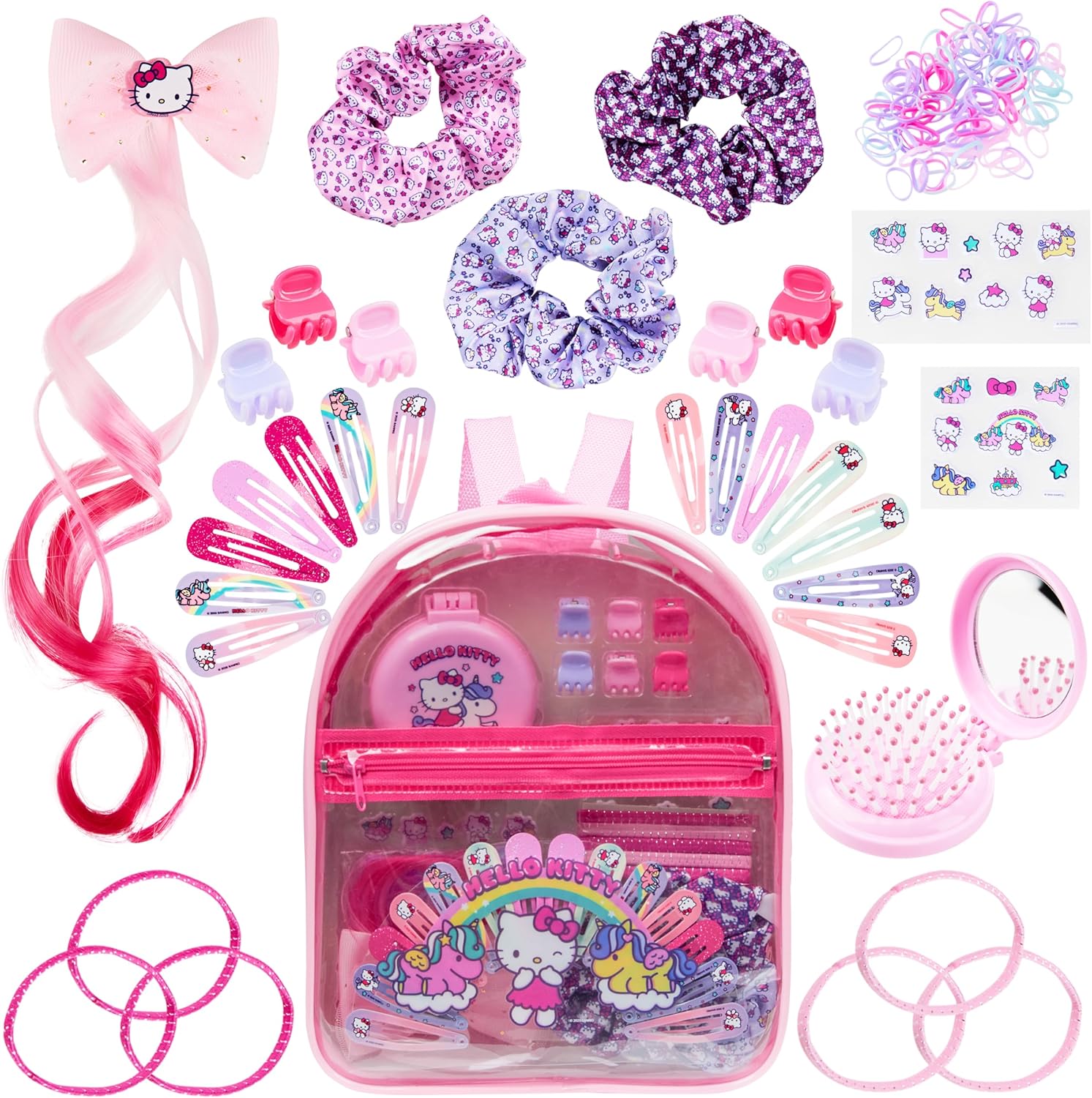 Get Trend - Coffret accessoires Hello Kitty - sac à dos, barrettes, stickers, brosse, élastiques, rose