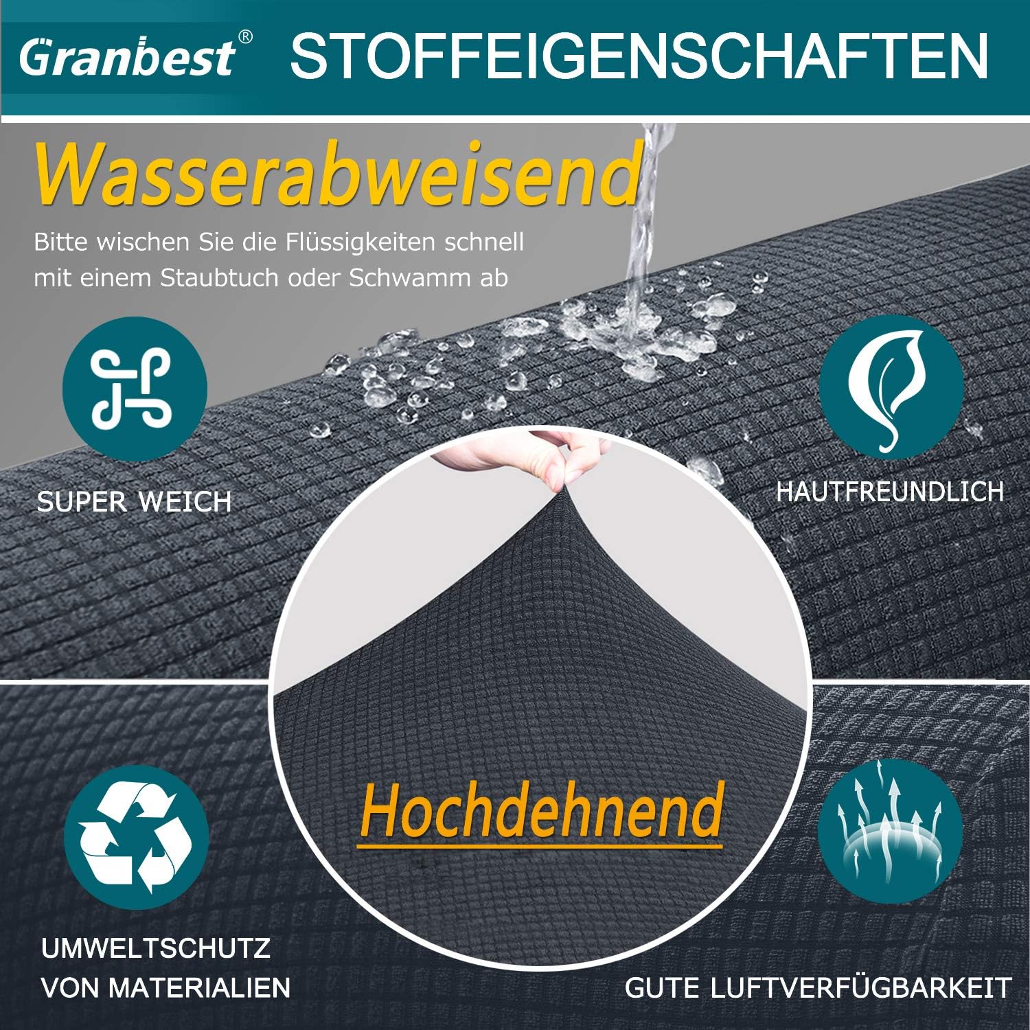 Granbest - housse canapé série Stretch - 4 places - spandex imperméable antidérapant