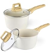 GiPP Lot de 2 casseroles, 16/18 cm, avec revêtement anti-adhésif en granit, avec couvercle, pour ...