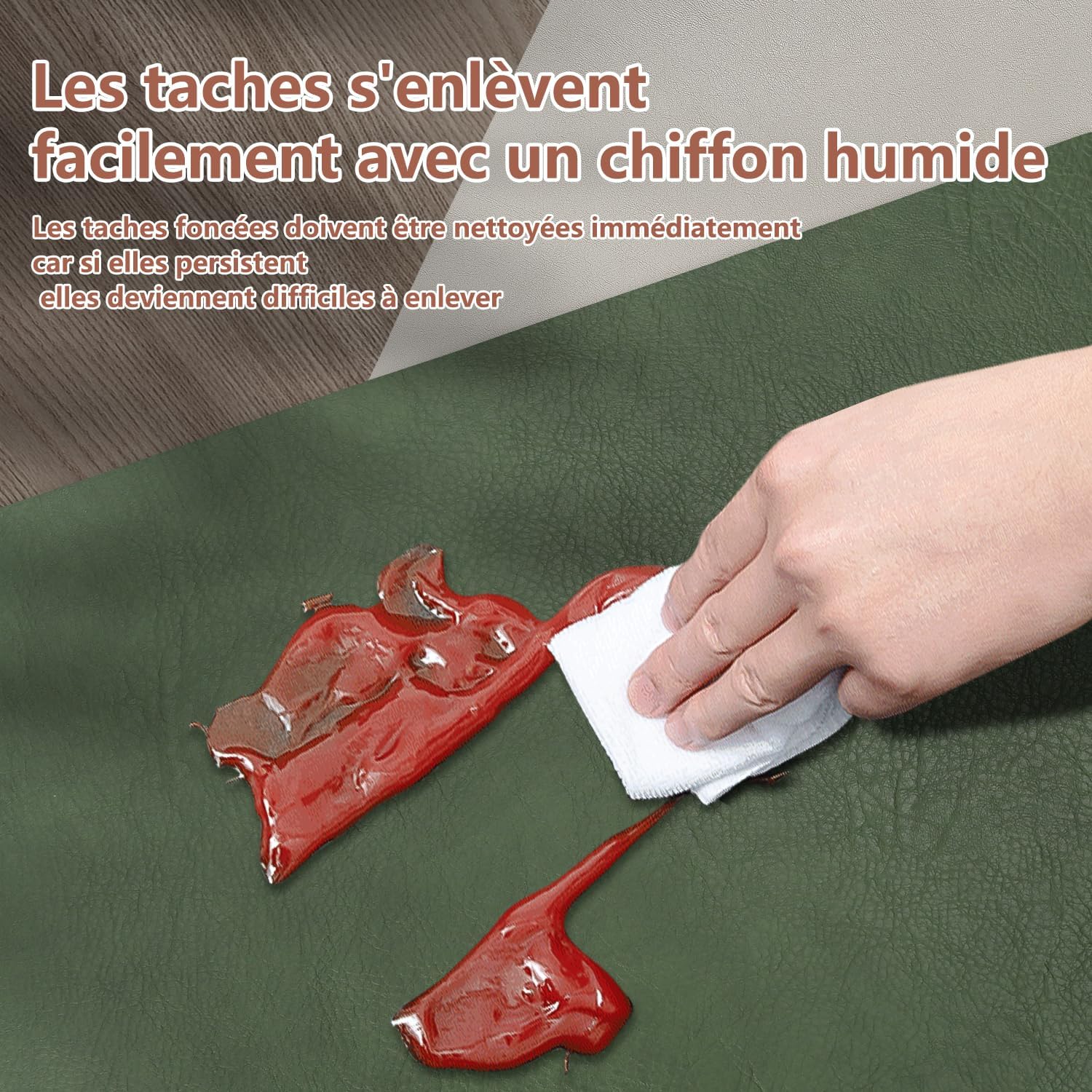 Set de table - Lot de 6, cuir PU double face, 43x30cm, lavables, antidérapants