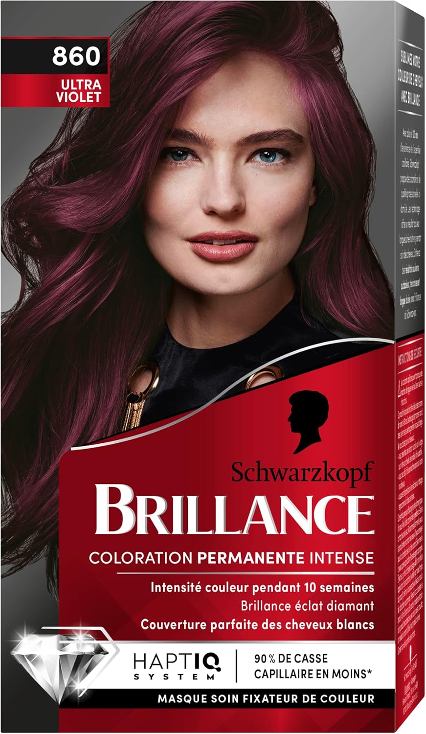 Schwarzkopf - Brillance coloration permanente - éclat diamant, couverture cheveux blancs, masque soin - 860