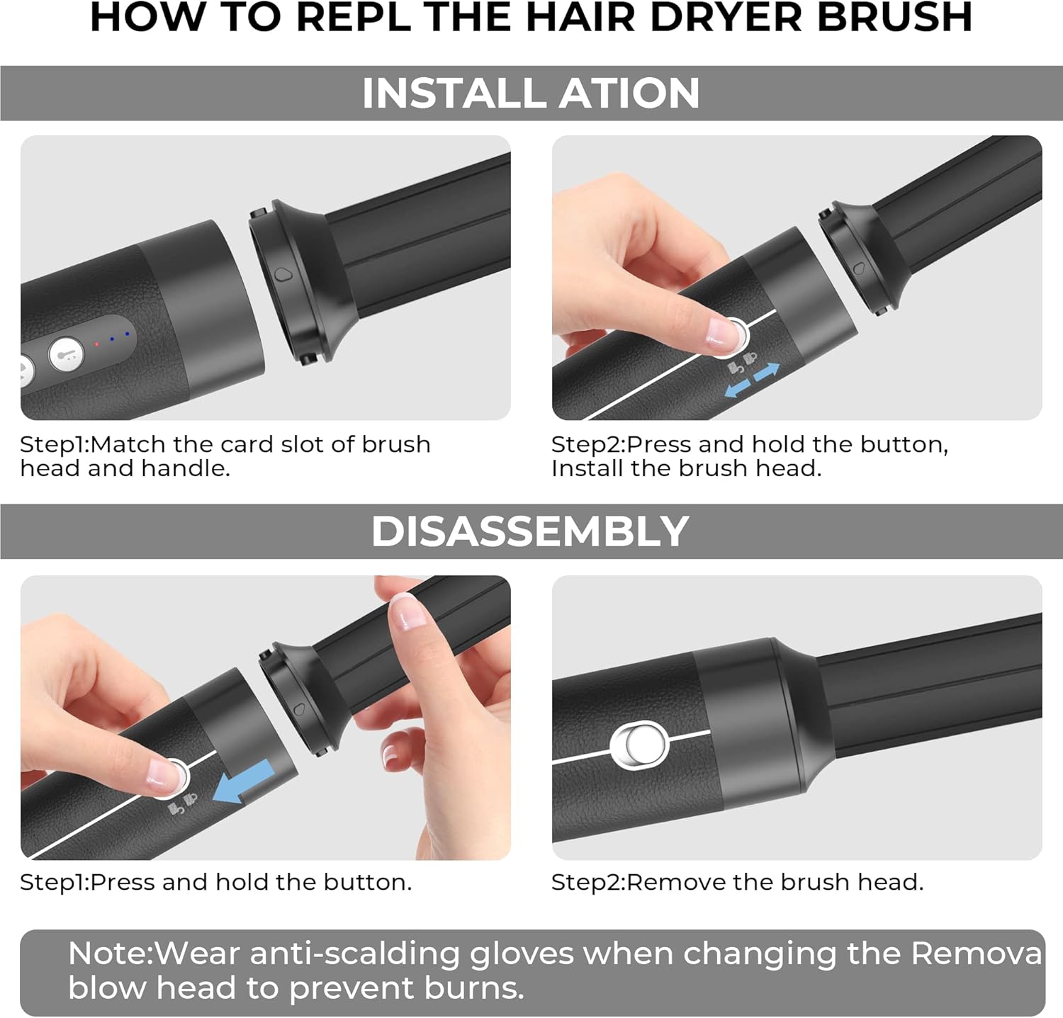 Brosse soufflante 7 en 1 - 10000 TR/MIN - 200M ions - diffuseur bouclés