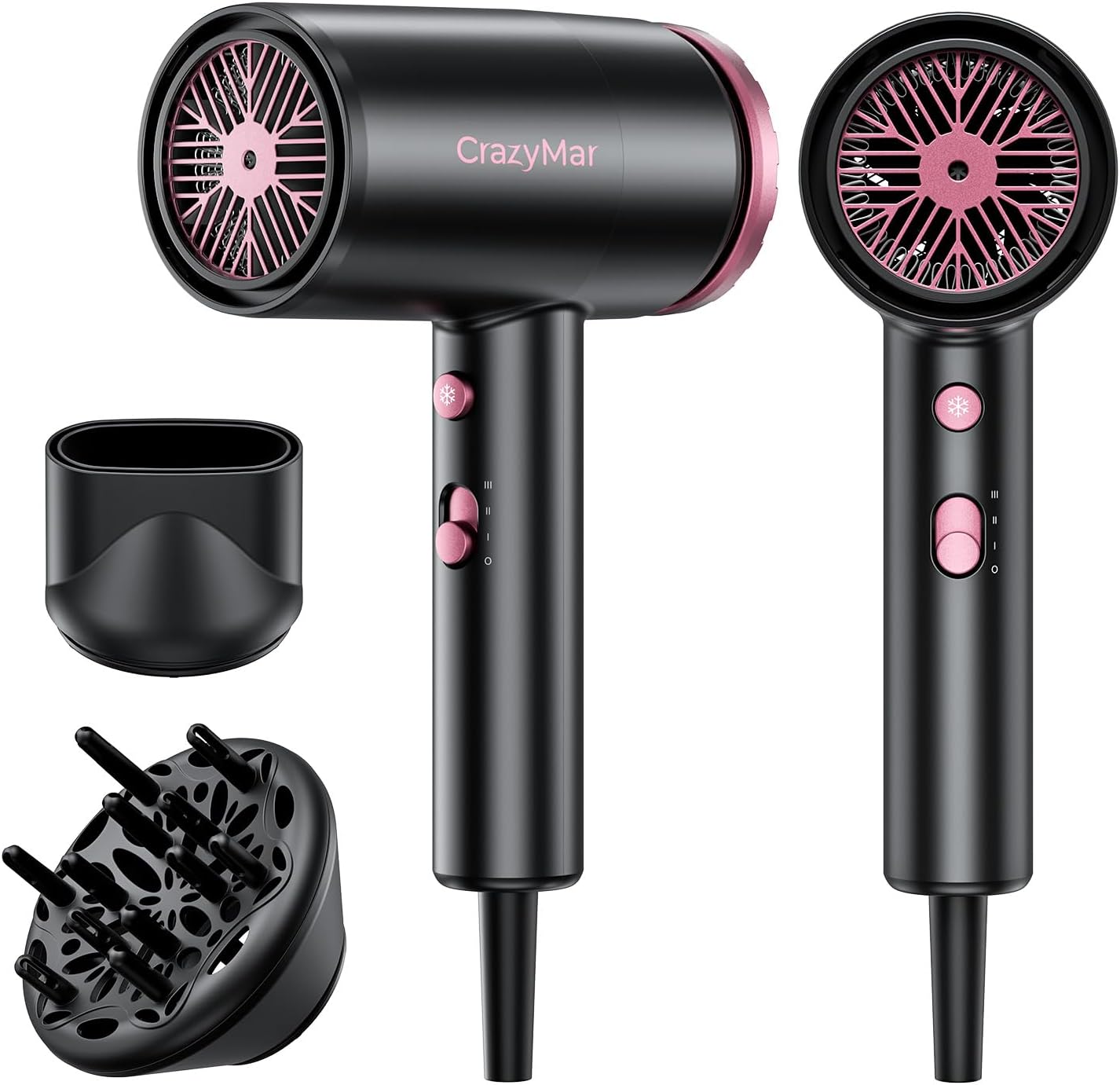 Sèche-cheveux professionnel - compact, léger, 3 vitesses, 350M ions