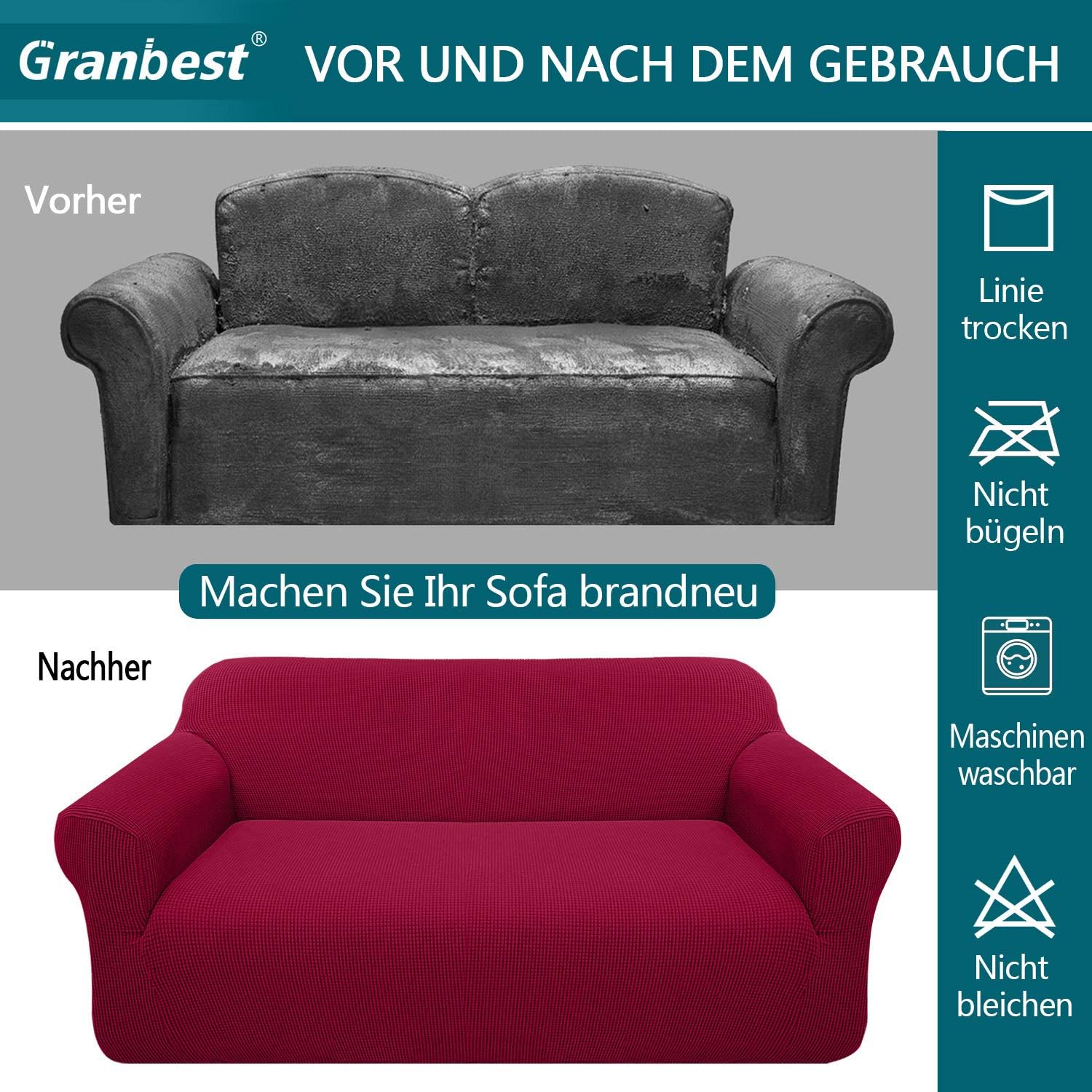 Granbest - Housse canapé Moderne Jacquard, élastique, protection animaux, idéale salon