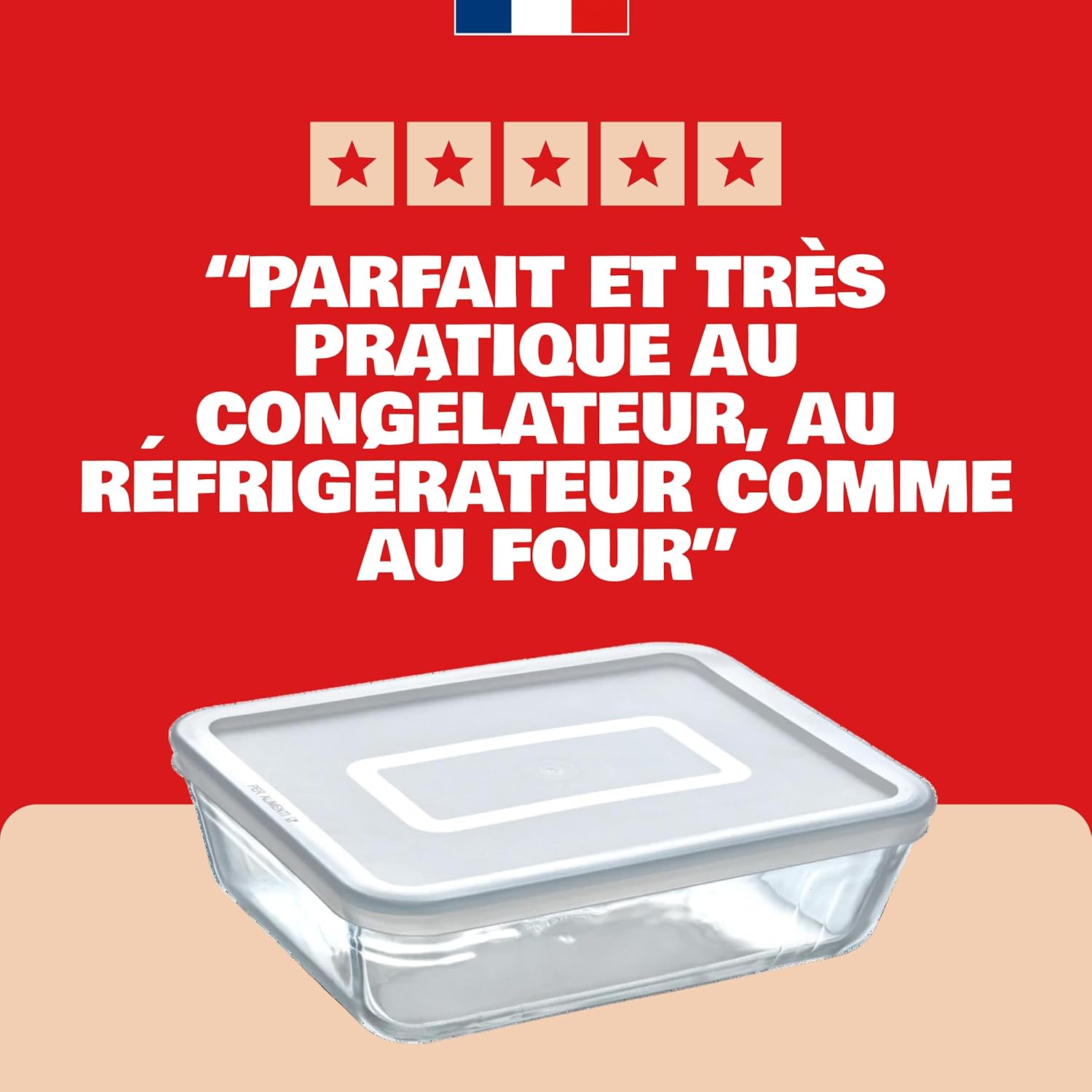 Pyrex - Spécial Congélateur Rectangulaire 19x14 cm - Verre borosilicate résistant et sans BPA